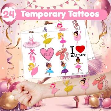 48PCS Ballerina Party Favors - 24PCS Tattoos & 24PCS Slap Bracelets - Birthday Party Supplies, Gifts, Classroom Prizes, Carnival Rewards, Christmas Decorations for Girls & Boys