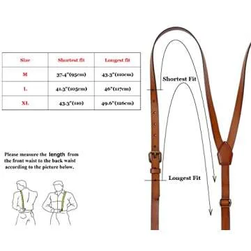 EURYNOME Leather Suspenders For Men, Brown Genuine Leather Suspenders Groomsmen Gifts (01#, L)