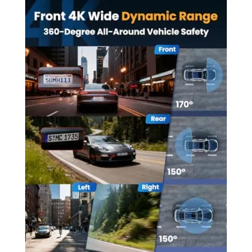 4 Channel 360° Dash Cam with 4K HD Video and WiFi