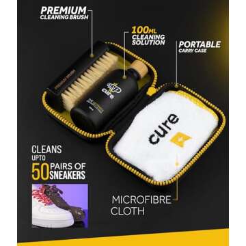 Crep Protect Shoe Cleaner Kit - Premium Sneaker Cleaning Travel Kit with Solution, Premium Brush, an...