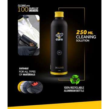 Crep Protect Shoe Cleaner Kit - Premium Sneaker Cleaning Travel Kit with Solution, Premium Brush, and Microfiber Cloth & Refill