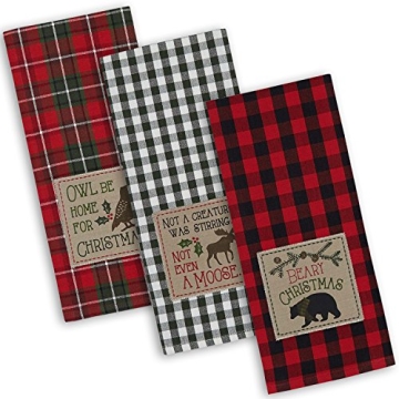 DII Holiday Collection Embroidered Dishtowels 3 Piece Set