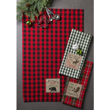 DII Holiday Collection Embroidered Dishtowels 3 Piece Set