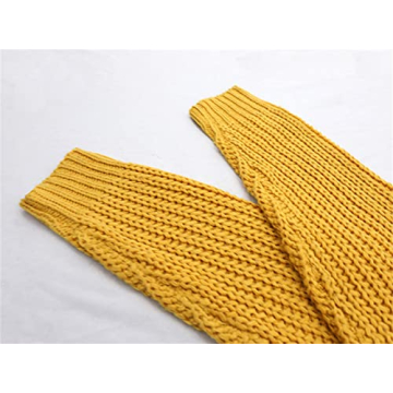 Stylish Women's V Neck Chunky Knit Cardigan in Yellow