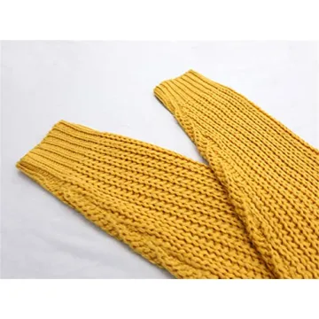 Stylish Women's V Neck Chunky Knit Cardigan in Yellow