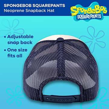 Spongebob Squarepants Trucker Hat, Patrick Star Adjustable Snapback Baseball Cap, Navy Blue, One Size