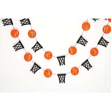 Basketball and Basketball Hoop Garland Party Banners Sports Theme Party Hanging Decorations Basketba...