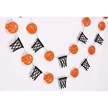 Basketball and Basketball Hoop Garland Party Banners Sports Theme Party Hanging Decorations Basketball Paper Garland Basketball Birthday Party Slam Dunk Party March Madness Party Decoration