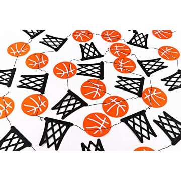 Basketball and Basketball Hoop Garland Party Banners Sports Theme Party Hanging Decorations Basketball Paper Garland Basketball Birthday Party Slam Dunk Party March Madness Party Decoration