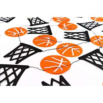Basketball and Basketball Hoop Garland Party Banners Sports Theme Party Hanging Decorations Basketball Paper Garland Basketball Birthday Party Slam Dunk Party March Madness Party Decoration