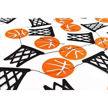 Basketball and Basketball Hoop Garland Party Banners Sports Theme Party Hanging Decorations Basketball Paper Garland Basketball Birthday Party Slam Dunk Party March Madness Party Decoration