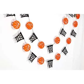Basketball and Basketball Hoop Garland Party Banners Sports Theme Party Hanging Decorations Basketball Paper Garland Basketball Birthday Party Slam Dunk Party March Madness Party Decoration