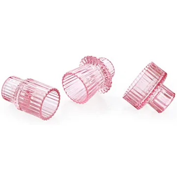 Vixdonos Pink Candlestick Holders Set of 3 Glass Candle Holders