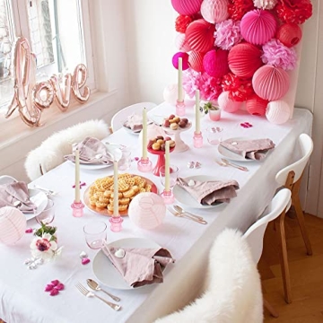 Vixdonos Pink Candlestick Holders Set of 3 Glass Candle Holders