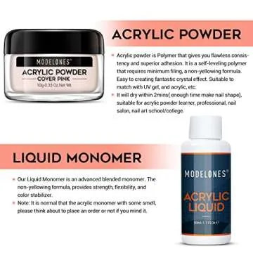 MODELONES Acrylic Powder with Professional Liquid Monomer for Nail Extension Clear/White/Nude All in One Kit with Carrier Bag Acrylic Nail Brush Nail Form No Need Nail Lamp, MMA Free Monomer