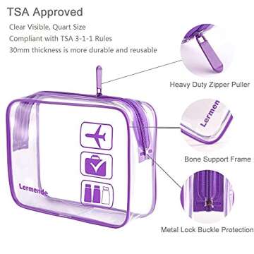 Lermende 2pcs/pack Clear Toiletry Bag TSA Approved Travel Carry On Airport Airline Compliant Bag Qua...