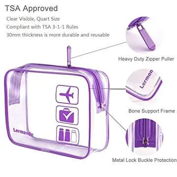 Lermende 2pcs/pack Clear Toiletry Bag TSA Approved Travel Carry On Airport Airline Compliant Bag Qua...