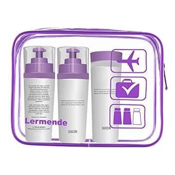 Lermende 2pcs/pack Clear Toiletry Bag TSA Approved Travel Carry On Airport Airline Compliant Bag Quart Sized 3-1-1 Kit Luggage Pouch (Purple)