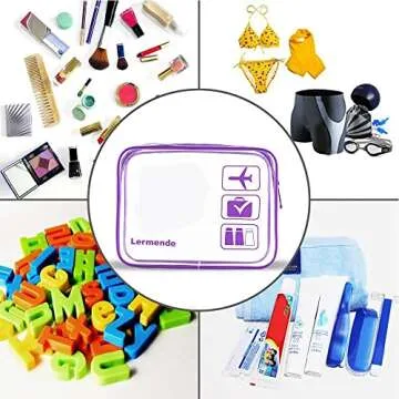 Lermende 2pcs/pack Clear Toiletry Bag TSA Approved Travel Carry On Airport Airline Compliant Bag Quart Sized 3-1-1 Kit Luggage Pouch (Purple)