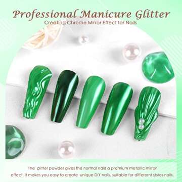 Laza Chrome Nail Powder Mirror Effect Metallic Dust Holographic Glitter Glazed Manicure Decoration R...