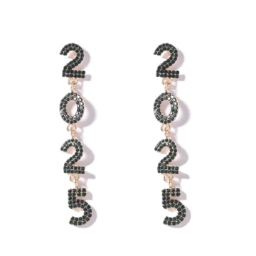 2025 Shiny Crystal Drop Earring Colorful Glitter Rhinestone 2025 Happy New Year Dangle Earrings New ...
