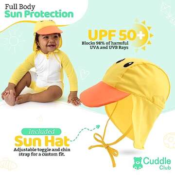 Cuddle Club Baby and Toddler One-Piece Swimsuit with UPF 50+