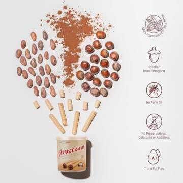 Pirucream Rolled Wafers with Chocolate Hazelnut, Organic Alkaline 100% Cocoa – No Trans-Fat, Preservatives, Colorants or Additives and without Palm Oil (300Gr/ 10.58Oz each one – 3 Pack Tin)