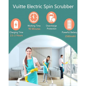 Cordless Electric Spin Scrubber High Speed 3 Brush Heads