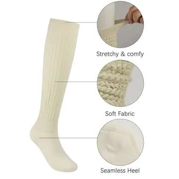 Sooneeya Slouch Socks - Cozy Knee High Scrunch Socks