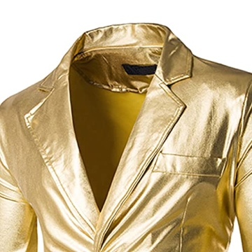 Men's Shiny Silver Moto Blazer Suit for Night Out