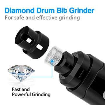 Casfuy Dog Nail Grinder Upgraded - Professional 2-Speed Electric Rechargeable Pet Nail Trimmer Painl...