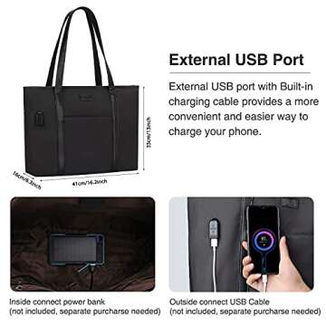 Stylish Women's Laptop Tote Bag 15.6 inch Waterproof