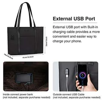 Stylish Women's Laptop Tote Bag 15.6 inch Waterproof