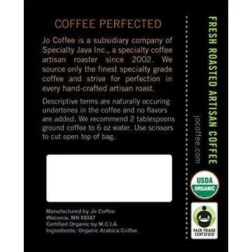 COLOMBIA JO Organic Coffee, Medium Roast, Fair Trade, Arabica