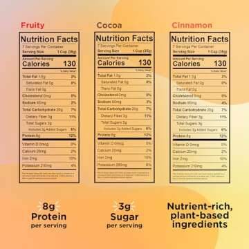 Plant-Based and Vegan Breakfast Cereal by Three Wishes - Multi-Flavor, 3 Pack - More Protein and Less Sugar Snack - Gluten-Free - Cinnamon, Cocoa and Fruity