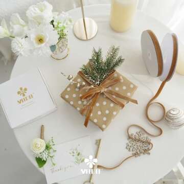 MEEDEE Cognac Velvet Ribbon 3/8 Inch Double Face Velvet Ribbon 2 Rolls 20 Yards Copper Velvet Ribbon for Ornaments, Gift Wrappig, Christmas Tree Decorations, Rustic Wreath, Winter Decor