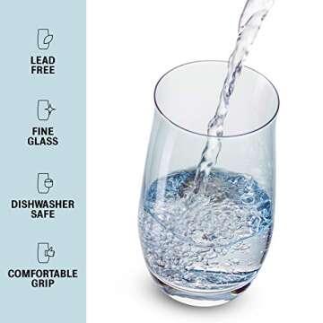 Colorful Drinking Glasses [Set of 6 | 14 Ounces]Colored Glass Cups with Heavy Weighted Base, Multi-Colored Glasses, Drinking Cups, Beer Glasses, Highball Glasses, Glass Tumbler, Cocktail Mixing Glass