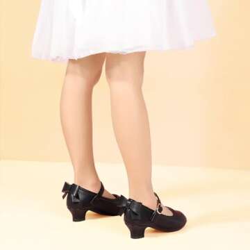 PANDANINJIA Girls Toddler/Little Kid Jada Dress Mary Jane Pumps Bow Low Heels Party Wedding Princess Shoes