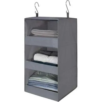 Hanging Closet Organizers - 3-Shelf Gray Set