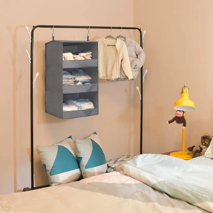 Hanging Closet Organizers - 3-Shelf Gray Set