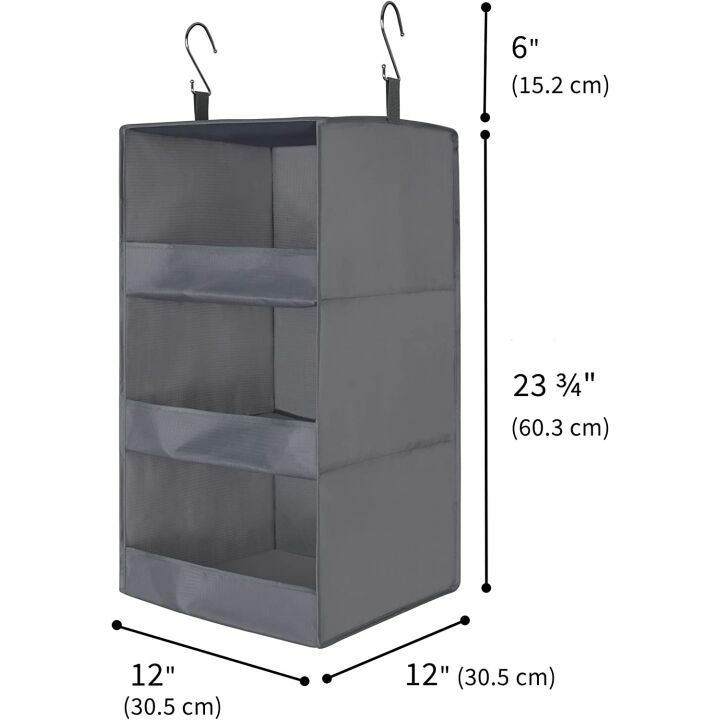 Hanging Closet Organizers - 3-Shelf Gray Set