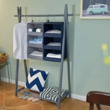 Hanging Closet Organizers - 3-Shelf Gray Set