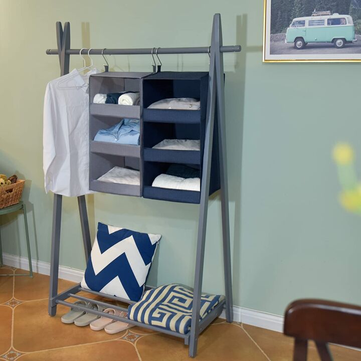 Hanging Closet Organizers - 3-Shelf Gray Set