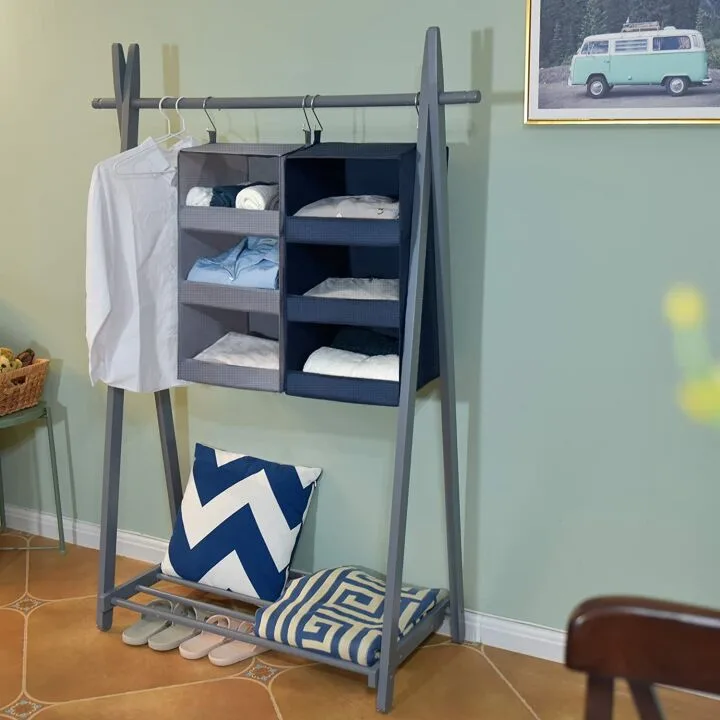 Hanging Closet Organizers - 3-Shelf Gray Set
