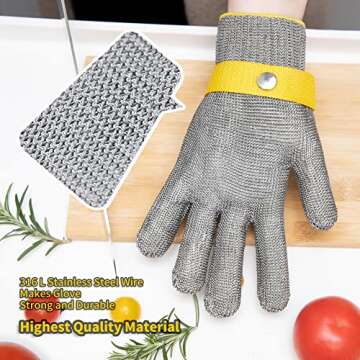 ARCLIBER Level 9 Cut Resistant Glove Stainless Steel Wire Mesh Meta Glove Butcher Safety Work Glove for Chef Cutting, Slicing Chopping and Peeling, Large