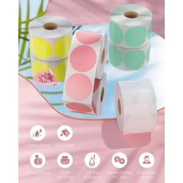 MUNBYN 2 Inch Color Circle Thermal Sticker Labels