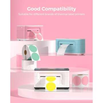 MUNBYN 2 Inch Color Circle Thermal Sticker Labels