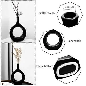 Samawi Black Decorative Vase for Modern Home Decor