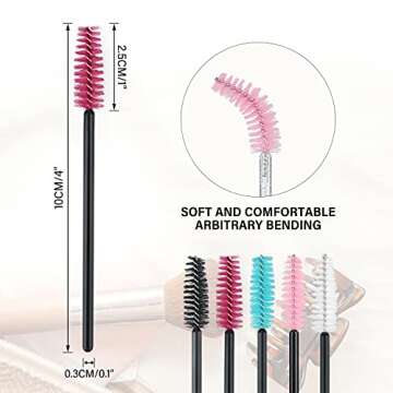 G2PLUS 100PCS Disposable Eyelash Brushes, Adjustable Mascara Wands Makeup Applicator, Lash Spoolies ...