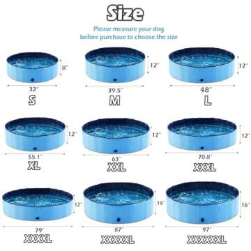 Jasonwell Foldable Dog Pet Bath Pool Collapsible Dog Pet Pool Bathing Tub Kiddie Pool Doggie Wading Pool for Puppy Small Medium Large Dogs Cats and Kids 63" Blue